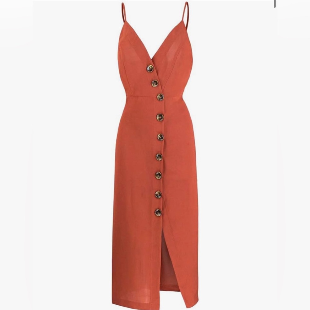 Split Button Down Midi Dress